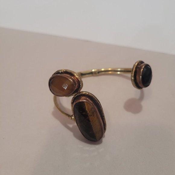 BRASS & COPPER JEWELED CUFF BRACELET - Picture 3 of 5